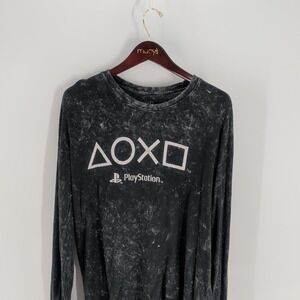 Ripple Junction Playstation Logo Crew Neck Cotton Long Sleeve T-Shirt Gray‎ Sz L